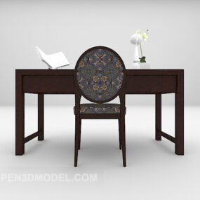 Modelo 3d de mesa de trabalho elegante de madeira preta