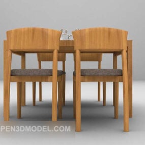 Wooden Family Table Furniture 3d model