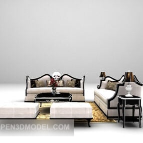 Elegant European White Sofa Set 3d model