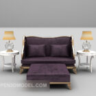 Kahden hengen sohva violetti sametti