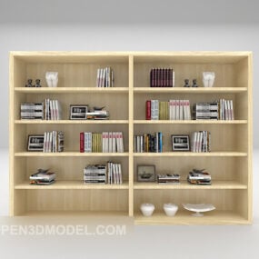 Geel houten boekenkast 3D-model