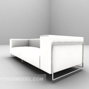 White Leather Loveseat Sofa 3d model