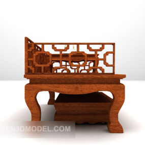 Double Sofa Classic Carving Style 3d model