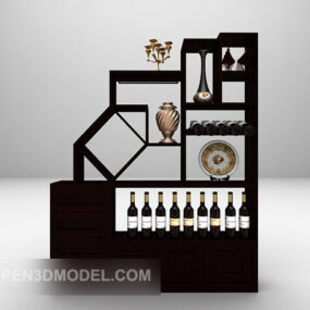 Wood Display Cabinet Furniture With Decorative 3d model