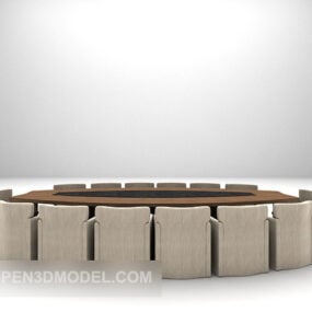 כיסא שולחן ישיבות ארוך משרדי דגם תלת מימד