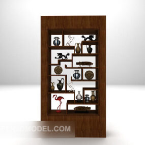 Living Room Wood Display Cabinet 3d model