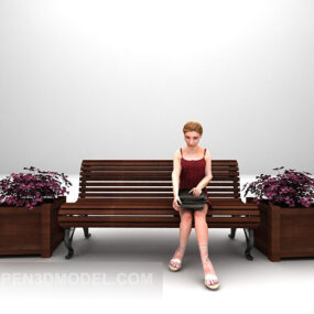 كرسي صالة خارجي مع سياج زهرة نموذج ثلاثي الأبعاد