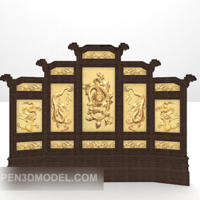 Wood Screen Chinese Style 3d model