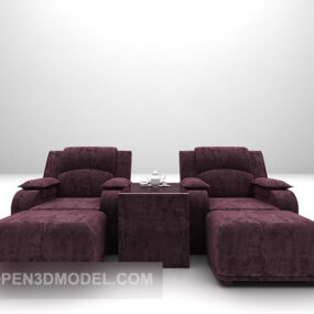 Combinación de sofá de terciopelo morado modelo 3d