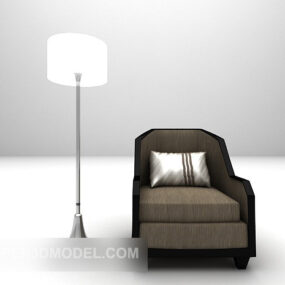 Fabric Single Sofa With Floor Lamp 3d model