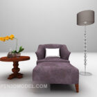 Purple Fabric Sofa Table With Floor Lamp