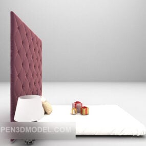Single Bed With Black-wall Upholstery 3d model