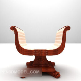 U-chair Wooden 3d model