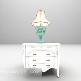 Classic Style White Table And Lamp 3d model