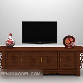 کابینت تلویزیون به سبک چینی با تلویزیون مدل سه بعدی