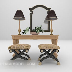European Wooden Dresser Furniture 3d model
