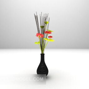 다크 브라운 도자기 꽃병 3d 모델