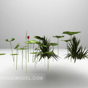 Modelo 3d de planta selvagem de lótus de lagoa