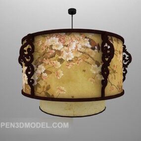 中式雕刻灯罩吊灯3d模型