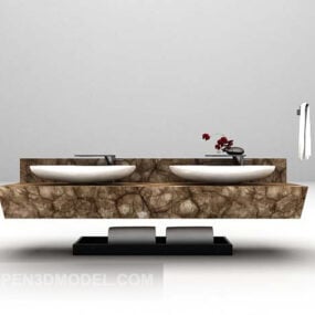Mueble de lavabo con soporte de mármol modelo 3d
