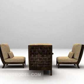 3д модель низкого серого стола и стула