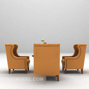 Tables And Chairs Yellow Fabric Furniture 3d model