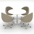 Tavolo rotondo grigio e sedie mobili