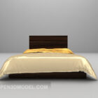 Wood Bed Furniture With Velvet Blanket