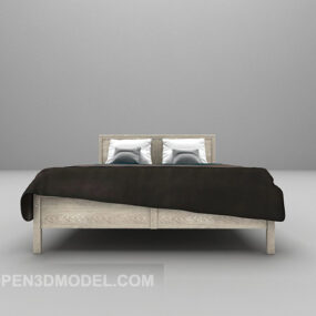 Brown Blacnket Double Bed Design 3d model