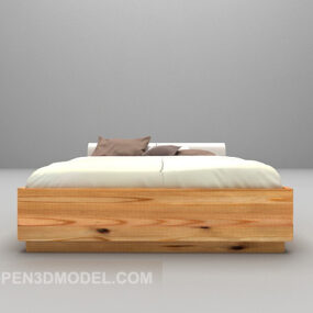 3д модель деревянной кровати с одеялом