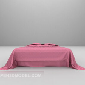 Double Bed Furniture Pink Blanket 3d model