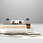 Mesita de noche de cama moderna y muebles de alfombra