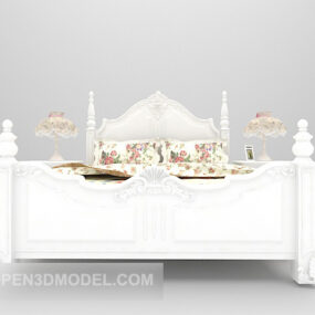 European White Poster Bed Furniture 3d model