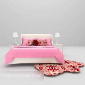 Pink Blanket Bed Furniture 3d model