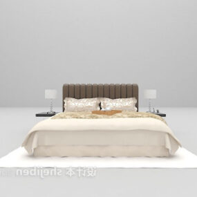 Double Bed Modern Beige Color Furniture 3d model