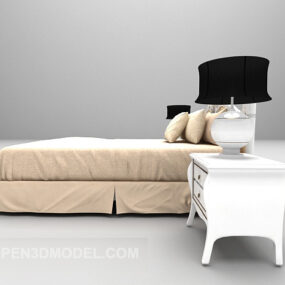 White Nightstand European Bed 3d model