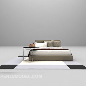 Bed With Modern Carpet 3d model