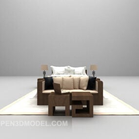 Bed Sofa Table Carpet Combination Set 3d model