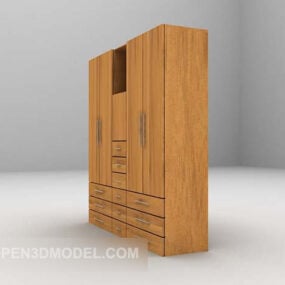 Modern Yellow Wooden Wardrobe V1 3d model