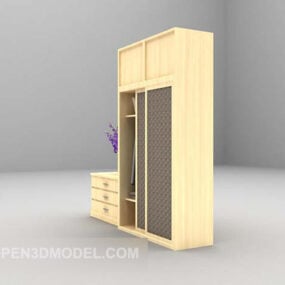 Yellow Wood Wardrobe Furniture 3d model