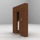 Chinese Style Brown Wooden Wardrobe