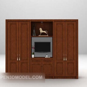 现代棕色木制衣柜3d模型