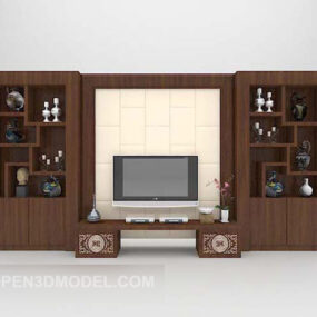 Vitrine de madeira para casa modelo 3D de tamanho grande