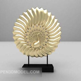 Escultura de Pavão Dourado Decorativo V1 Modelo 3D