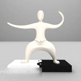 現代の陰陽文字彫刻3Dモデル