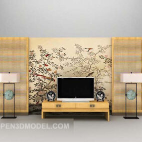 Modern Tv Wall With Chinese Painting 3d model