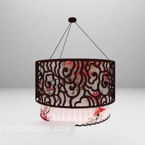 Carving Chinese Chandelier Round Shade 3d model