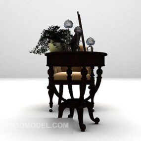Mesa negra europea decoración clásica modelo 3d