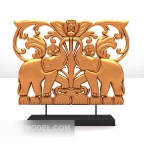 Asia Carving Sculpture On Stand 3d model