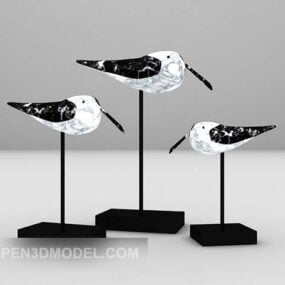 Vogelvormig beeldhouwwerk op standaard 3D-model